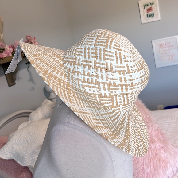 Straw Hat Floppy Two Tone Sun Beach Womens One Size - Picture 4 of 7